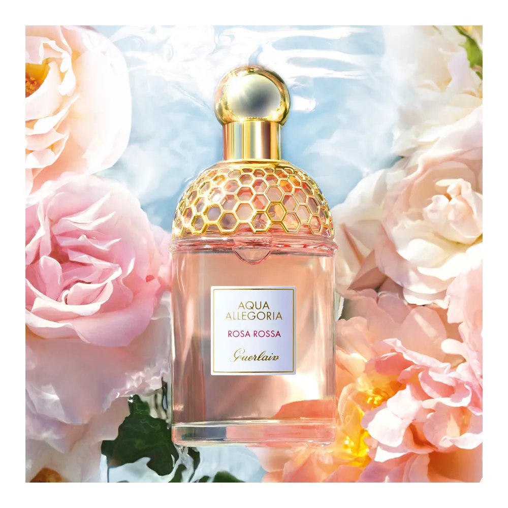 Close-up do frasco de Aqua Allegoria Rosa Rossa Guerlain