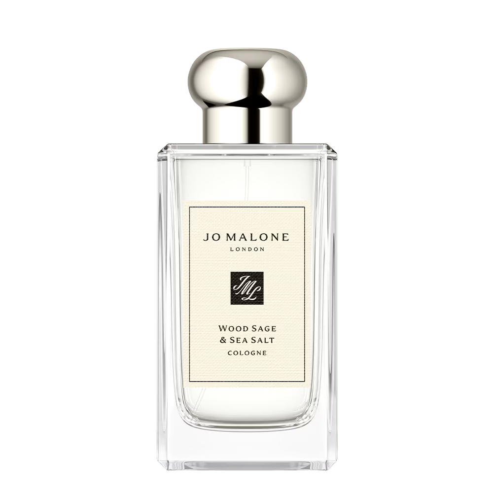 Frasco do perfume Wood Sage & Sea Salt Jo Malone, com design minimalista e elegante
